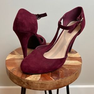 Forever 21 Ankle Strap Maroon Heels